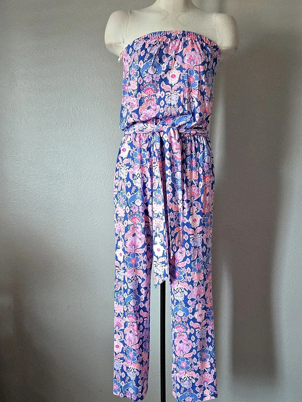 Lilly Pulitzer Farrah Printed Strapless Jumpsuit Blue & Pink